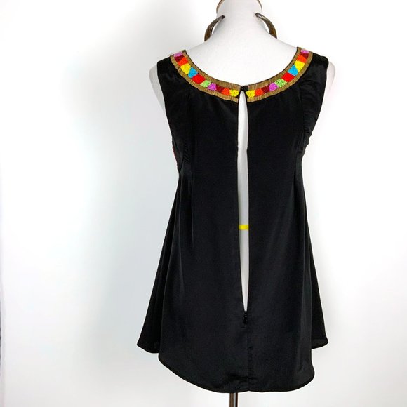 Yoana Baraschi Black Rainbow Beaded Y2K Tank Top Size 6 - Picture 8 of 16